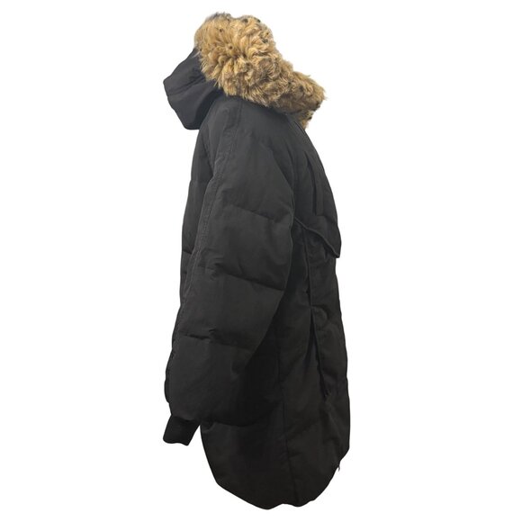Long Black Puffer Coat With Faux Fur Hood & Zipper Closure By You.u Size XL - Picture 4 of 16